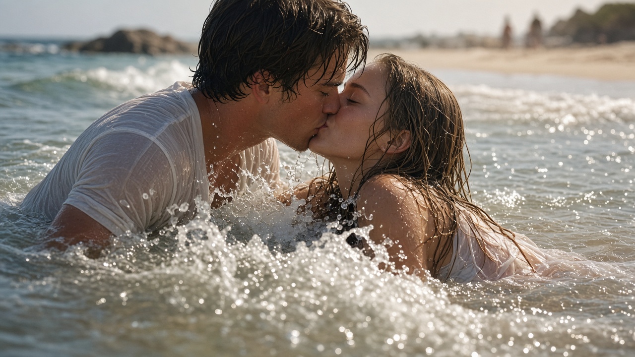 Beach Kiss AI: Golden-Hour Surf Kiss From Two Photos
